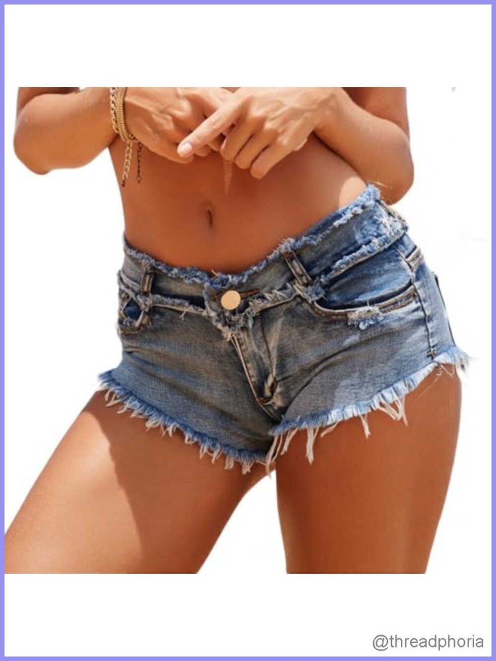 Women's Low Rise Ripped Denim Mini Shorts Stretch Jean Shorts